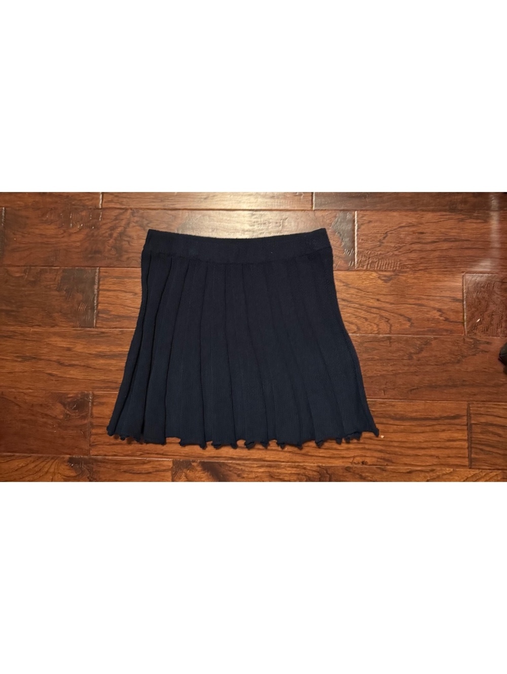 Free People Black Pleated Knitted Skirt Large